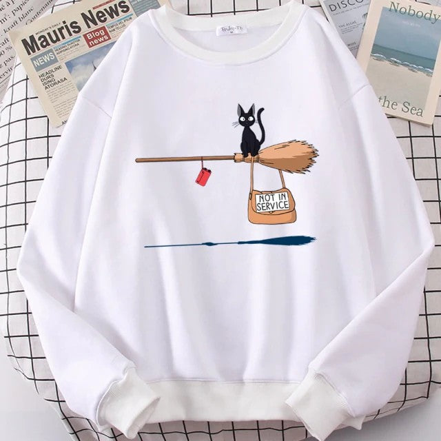 Cute black cat GiGi print sweatshirt